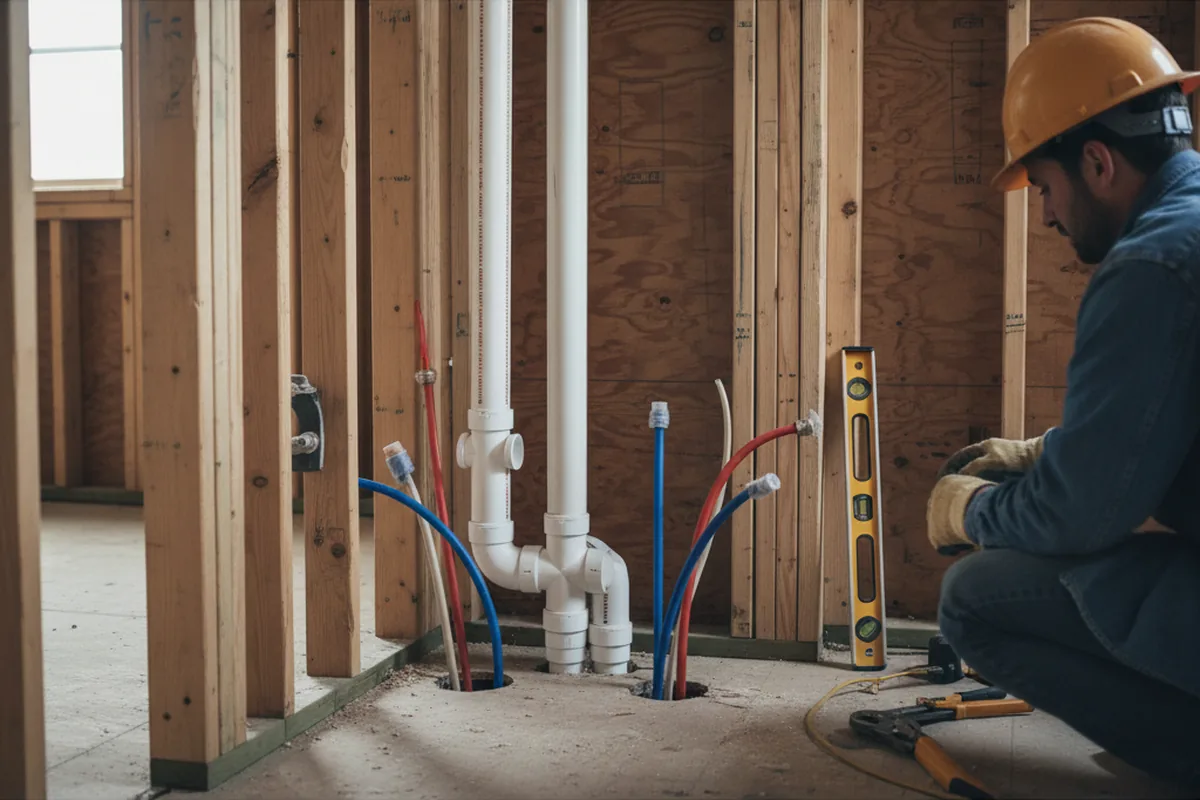 Drain and supply rough-in during Leak Detection in Lagrange