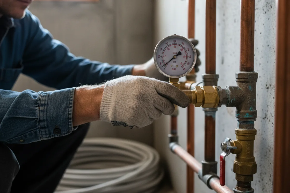 Pressure testing a repaired line during Water Line Repair in Lagrange